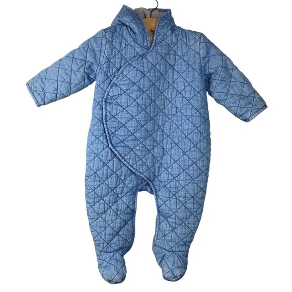 GAP Other - GAP Tencel Winter One Piece with Foot and Hoodie Blue Denim 6-12